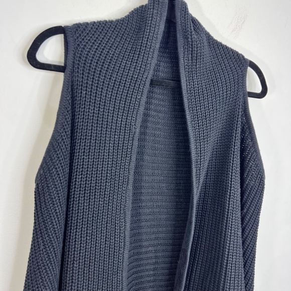 DKR black pure cotton waterfall sleeveless open front cardigan sweater vest M - Picture 7 of 11